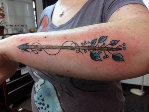 glamorous arrow tattoo ideas on forearm for girls 