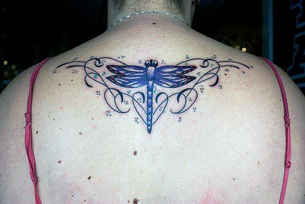 magical dragonfly tattoo ideas on upper back for girls and women
