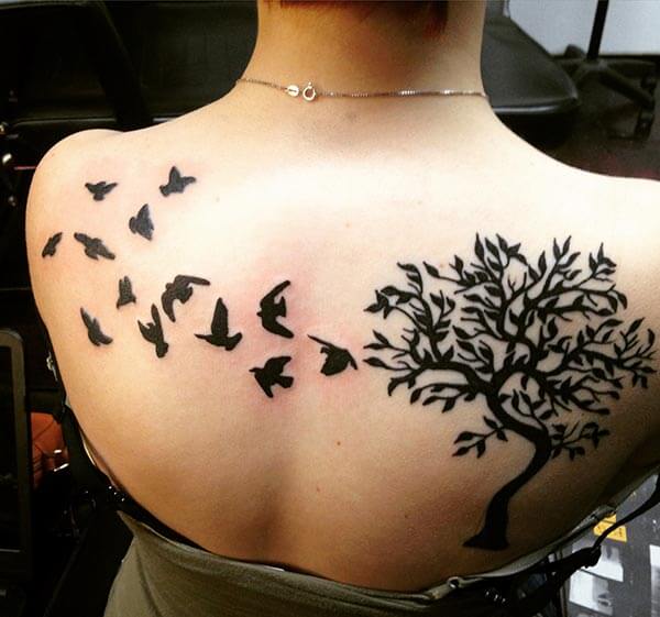 tree back tattoos for girls