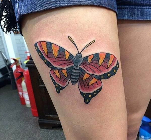 beautiful butterfly tattoo design on thighs for girls