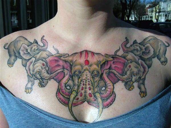 Magnificent eye-catchy chest tattoo design for Girls
