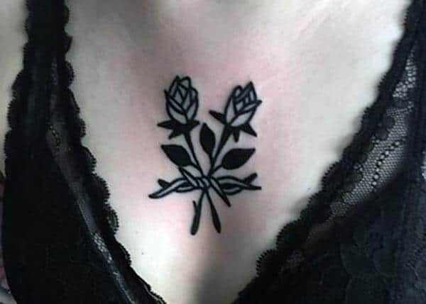 simple and elegant chest tattoo design for girls and ladies