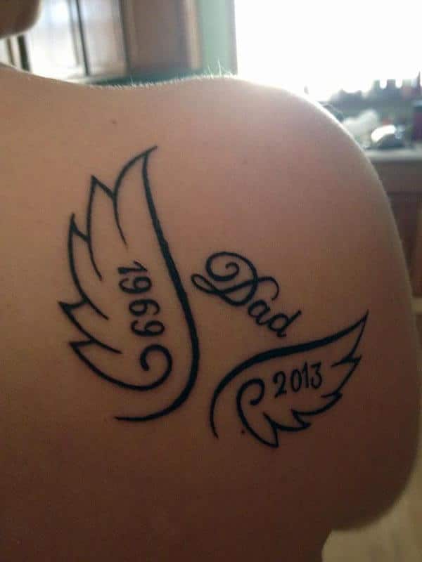 simple lovely RIP tattoo design on back shoulder for Girls