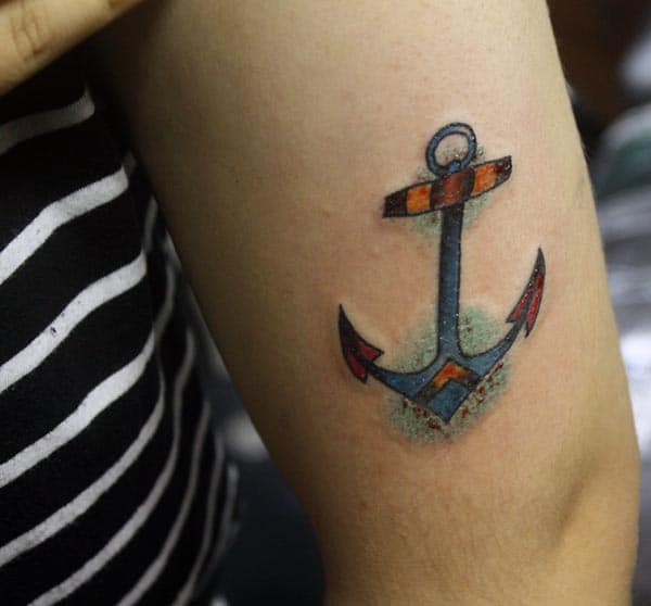 anchor tattoos for women - A vibrant captivating anchor tattoo ideas on arm for Women