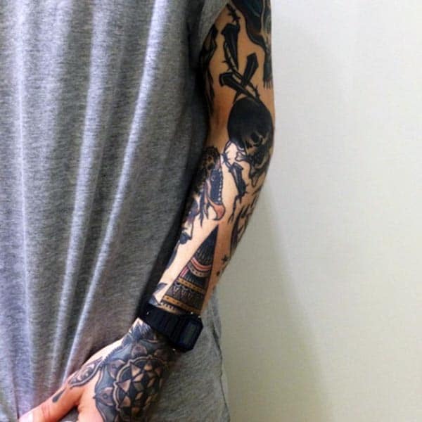 An aesthetic full sleeve tattoo ideas for ladies