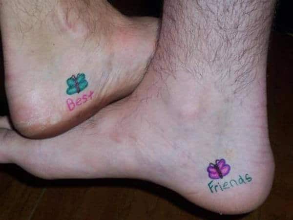 A cute butterfly leg tattoo ideas for best friends