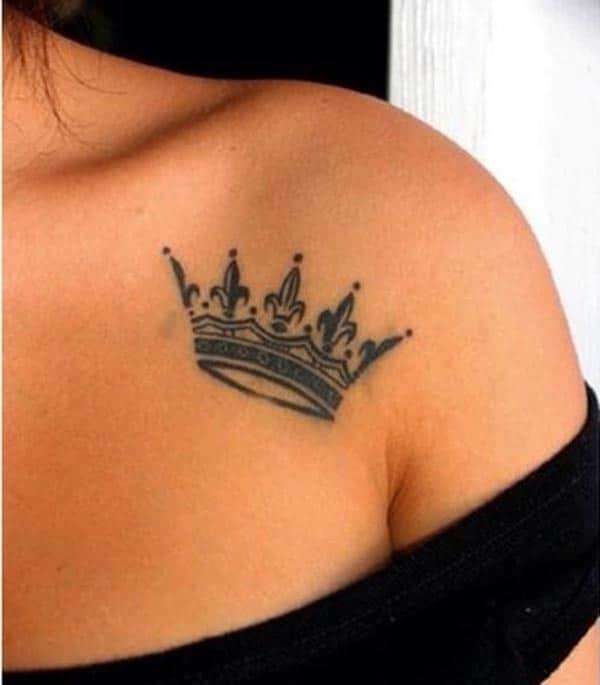 Cute crown tattoo design on shoulder for Women and girls
