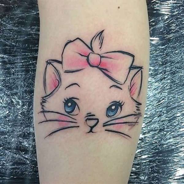 Cute cat tattoo designs on arm for cat loving women