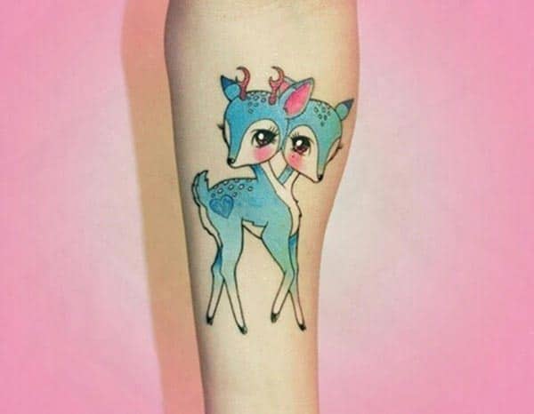 A ravishing blue deer tattoo design for Girls