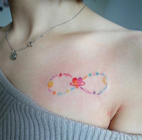 A wonderful and cute tattoo design on front shoulder for girls