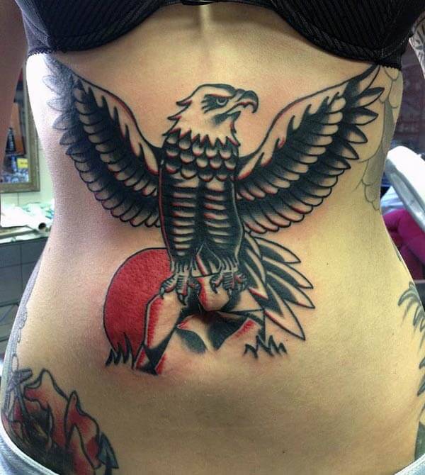 An amazing eagle tattoo design on belly for Women