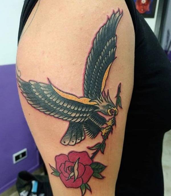 A charming eagle tattoo design on shoulder for Girls and ladies