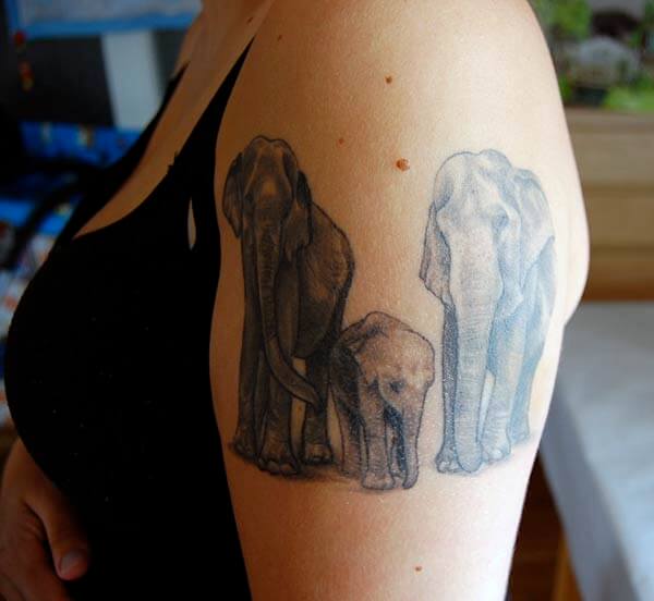 A heavenly elephant tattoo design on shoulder for Girls and women