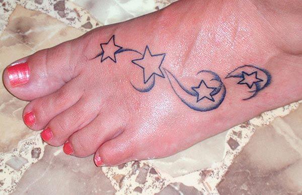 A starry affair foot tattoo design for ladies
