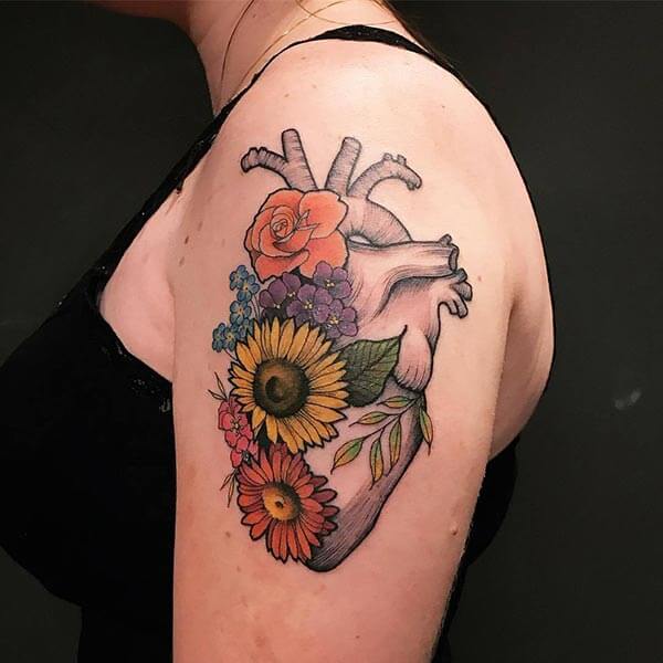 An engaging heart tattoo design on shoulder for Girls
