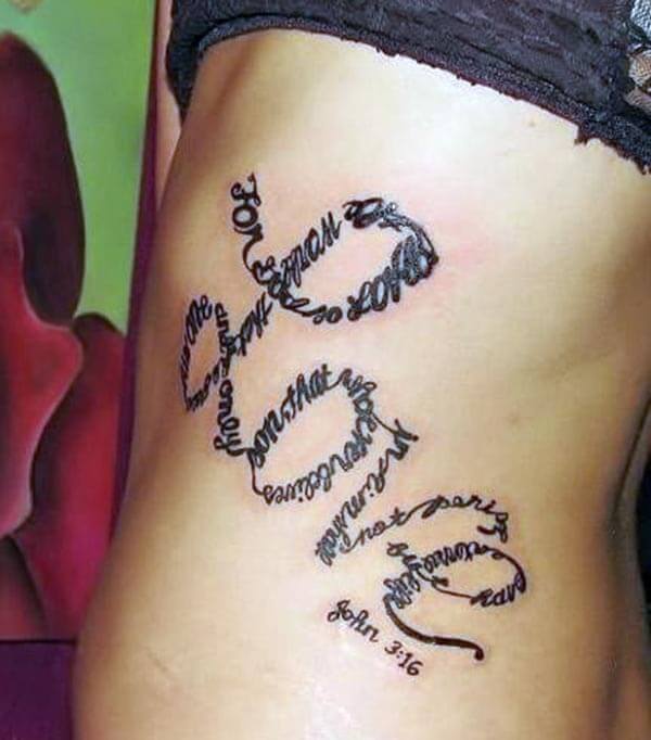 An enchanting love tattoo design on side belly for Girls