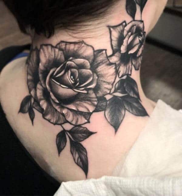 A magnificent neck tattoo design for women