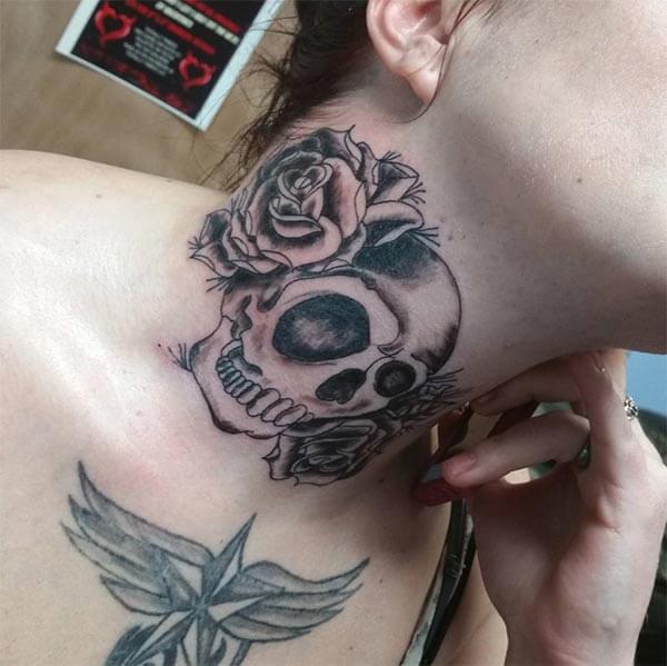 A cool neck tattoo design for ladies