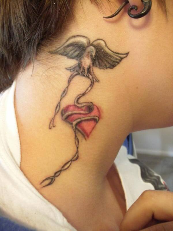 An enchanting tattoo design on neck for girls