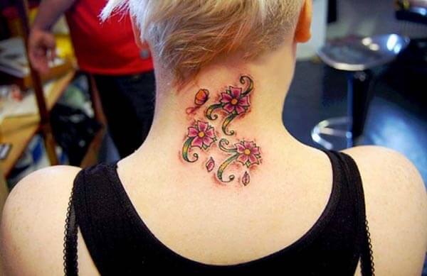 A good-looking neck tattoo design for women