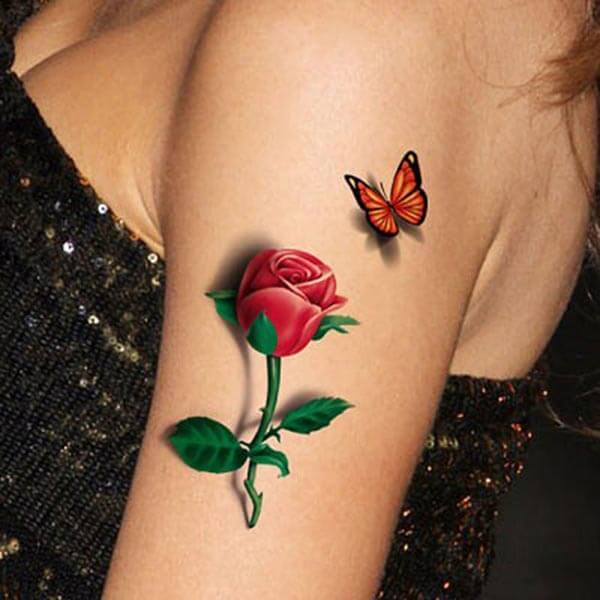 A lovely 3D tattoo design on side shoulder for Girls and women