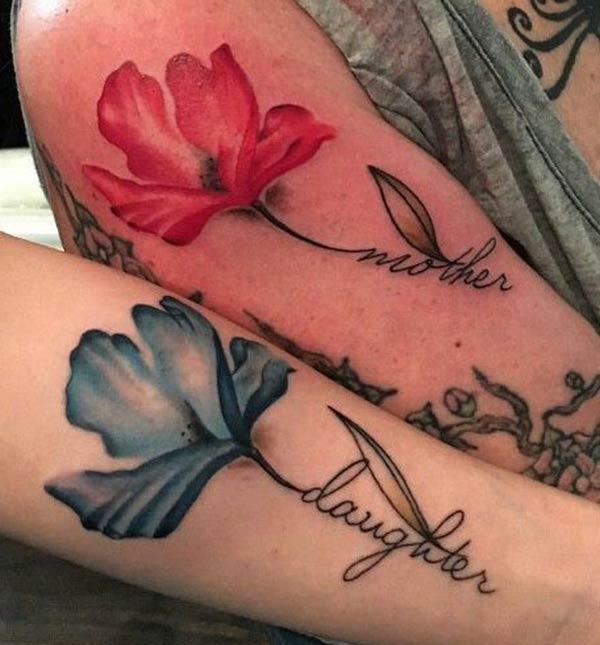 A heavenly mother daughter tattoo design on forearm